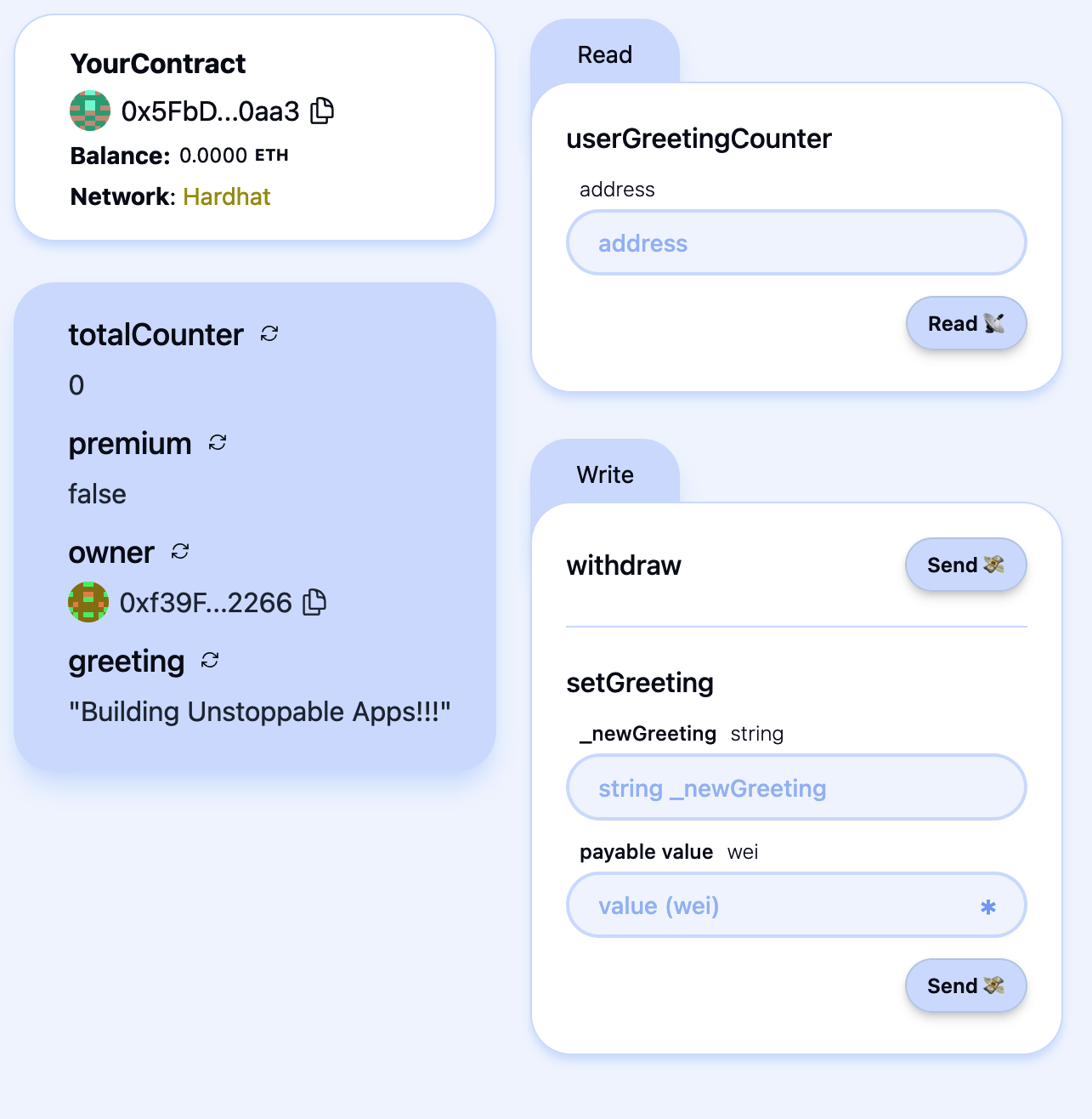 Debug Contracts section