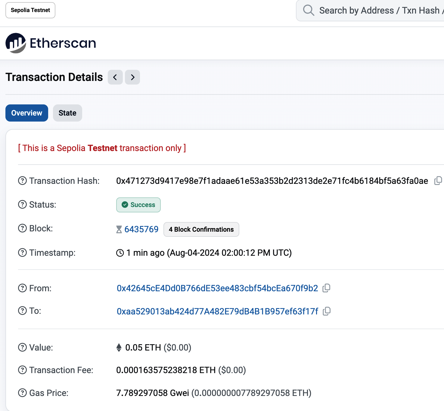 Etherscan Sepolia block explorer