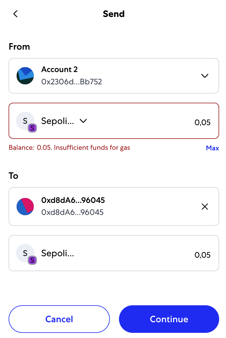 Sending 0.05 ether to an address